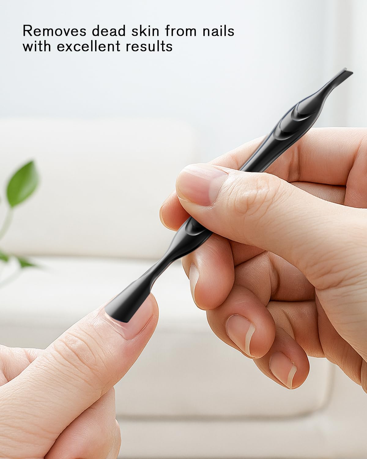 FERYES 2-in-1 Cuticle Pusher & Trimmer - Stainless Steel Nail Care Tool for Manicures & Pedicures | Black
