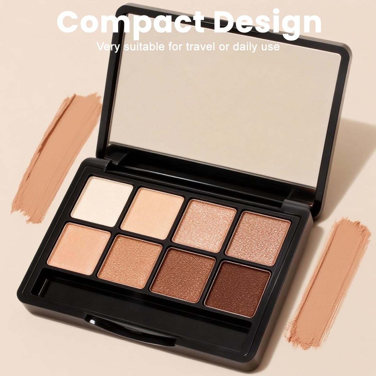Empty Eye Shadow Palette Container Lipstick Cosmetic Cream Tray Multi-lattice Mini Holder Case Makeup Loose Powder Organizer Sample Small Box Mirror Snap Closure Metal Black Case Travel Useful Tool