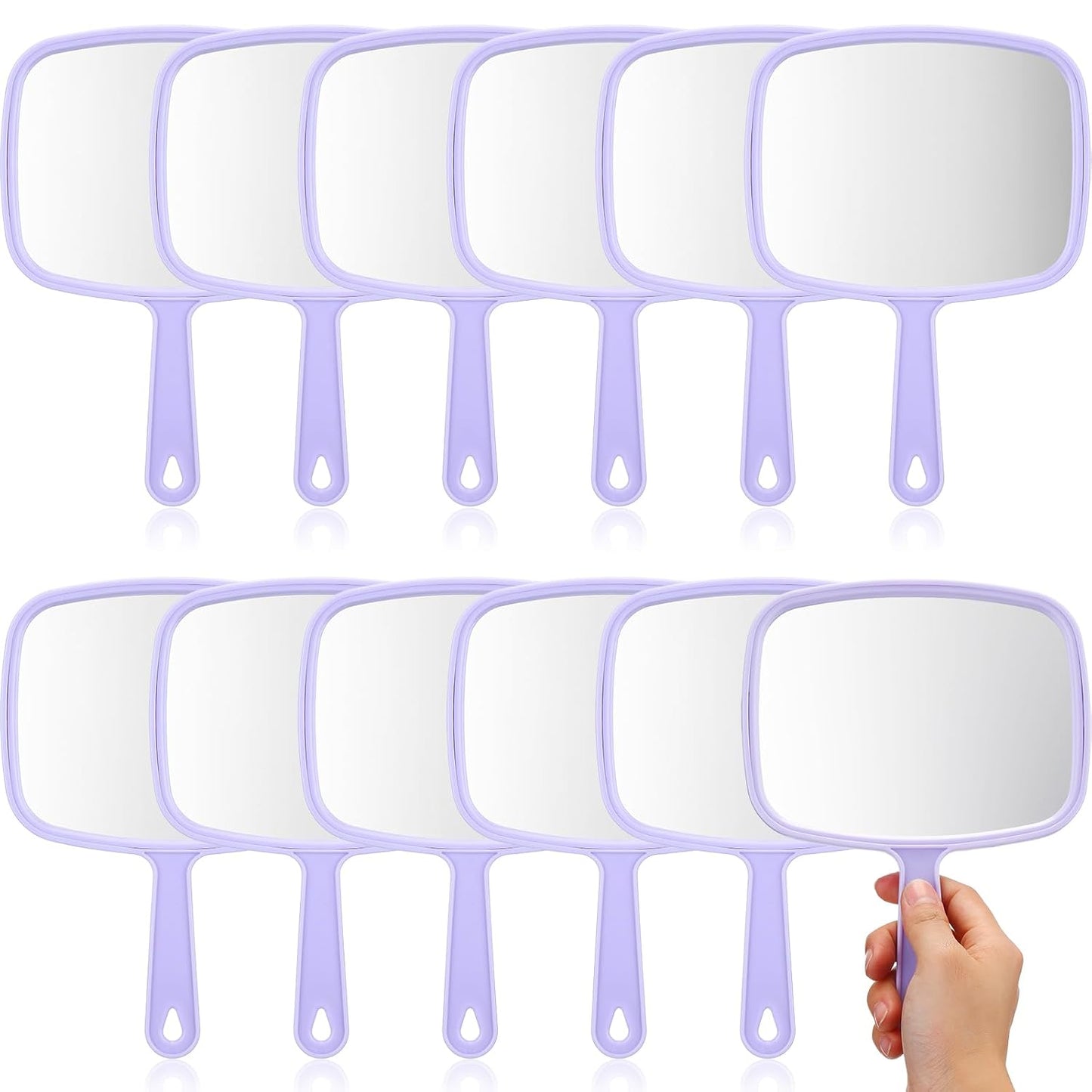 12 Pcs Handheld Makeup Mirrors - Portable Beauty Mirrors for Home, Salon & Travel | 6.69 x 9.45 Inch (Rose Red)