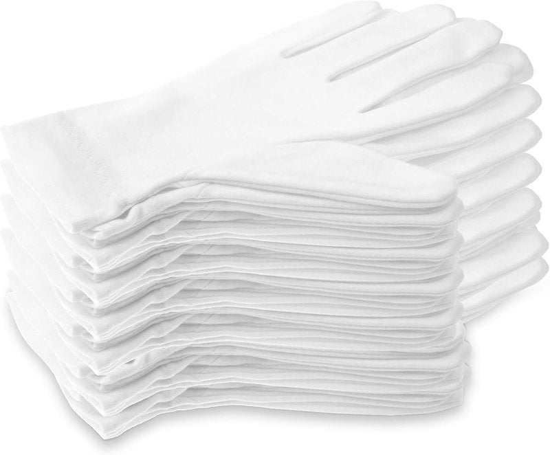 Moisturizing Cotton Gloves for Eczema Relief - 12 Pairs of Soft, White Spa Lotion Gloves for Dry Hands