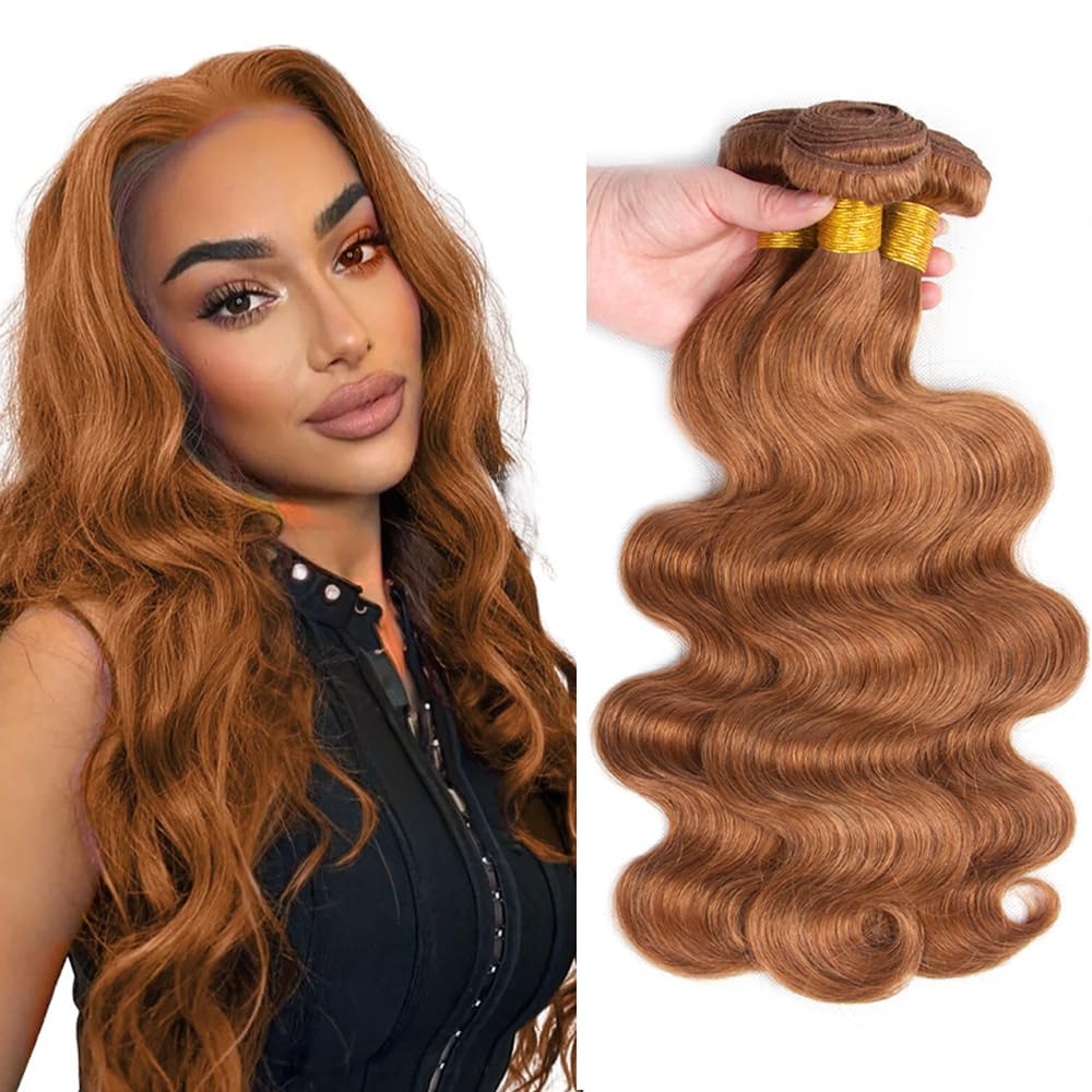#30 Brown Bundles Body Wave Bundles Human Hair 30 32 34 Inch Light Brown Body Wave Bundle Unprocessed Brazilian Virgin Weave Hair 3 Bundle 50 Gram Per Bundle