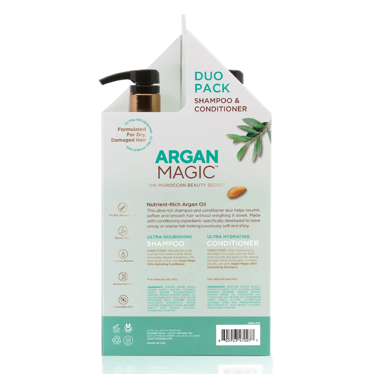 Argan Magic Ultra Shampoo and Conditioner Combo Pack for Dry and Damaged Hair - Revives & Dehydrated Brittle Hair | Detangles, Smooths & Softens | Paraben Free, (32 oz)