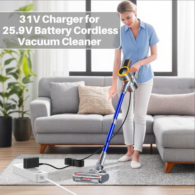 31V Charger for Powerffy A17 V8 25.9V Li-ion Battery Cordless Stick Vacuum Cleaner DC 31Volt Power Cord for CHEBIO 16 Pro for AOLOKO A10 Handheld Vacuum Cleaner Charger Replacement