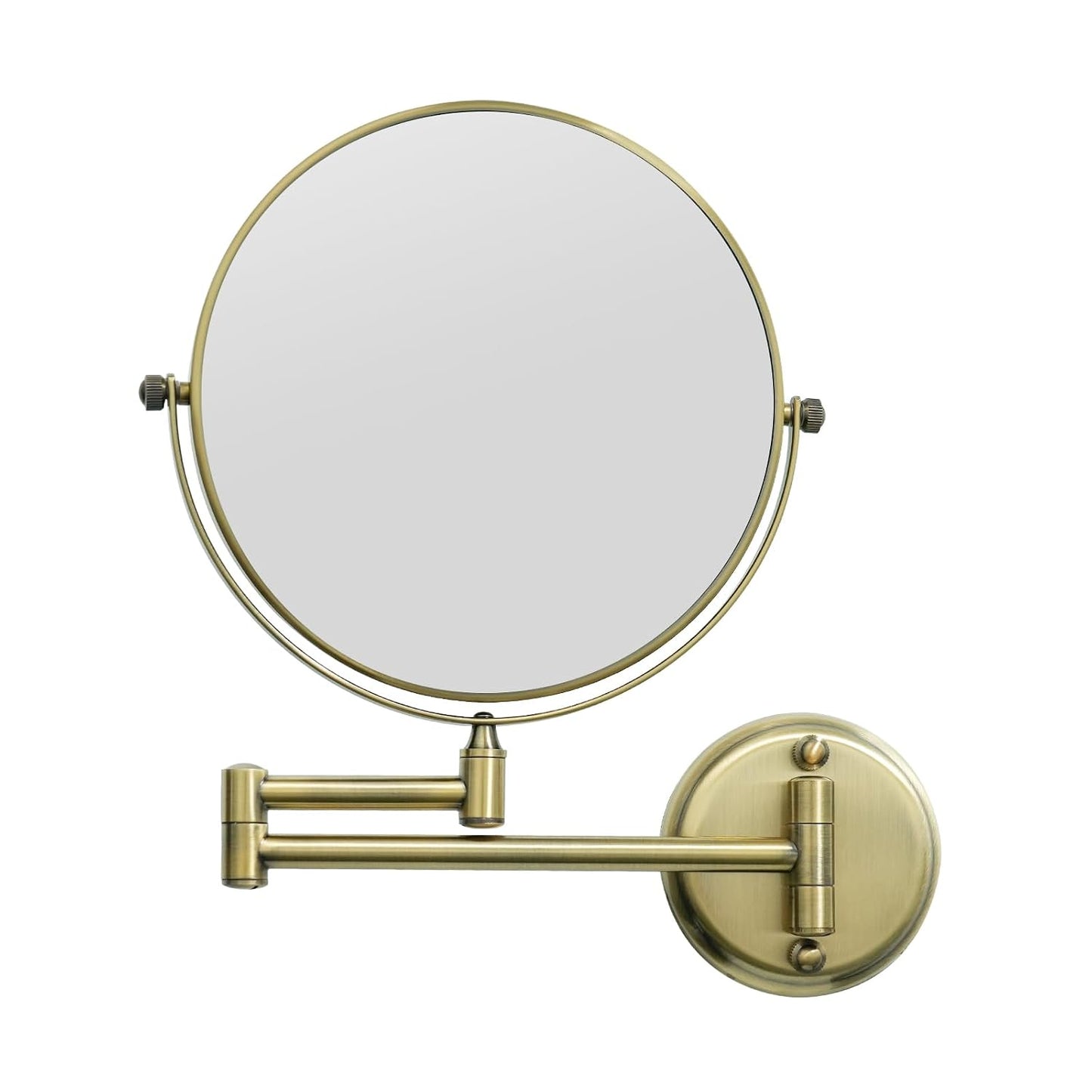 GURUN 8" Wall Mounted Makeup Mirror - 10X Magnification, Two-Sided Swivel, Brushed Gold Finish | Ideal for Women & Moms