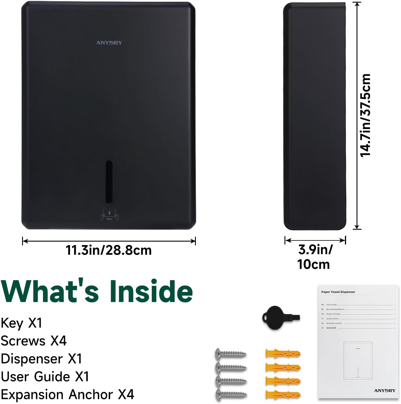 Paper Towel Dispenser - Wall Mount Commercial 400-Sheet Multifold with Lock | Ideal for Public Spaces (Folded Size ≤ 10" x 3.5")