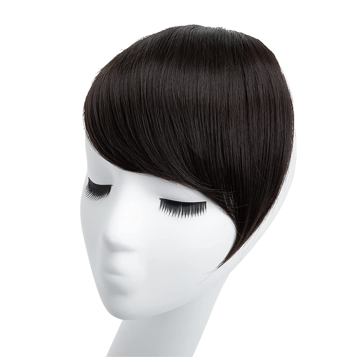 SARLA Clip in Side Bangs Extension Straight Synthetic Fake Bangs One Piece for Women Heat-resistant Fiber B2