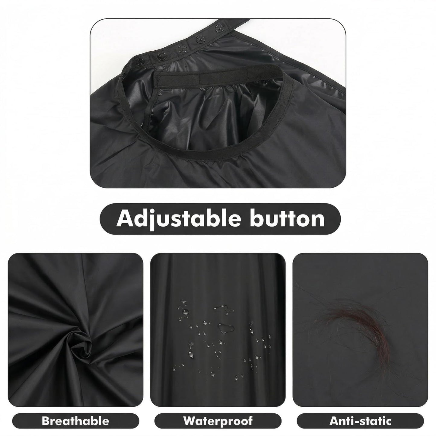 Waterproof Barber Cape 51"x59" Anti-Static Salon Cape with Adjustable Snap Closure for Hairdressing (1)