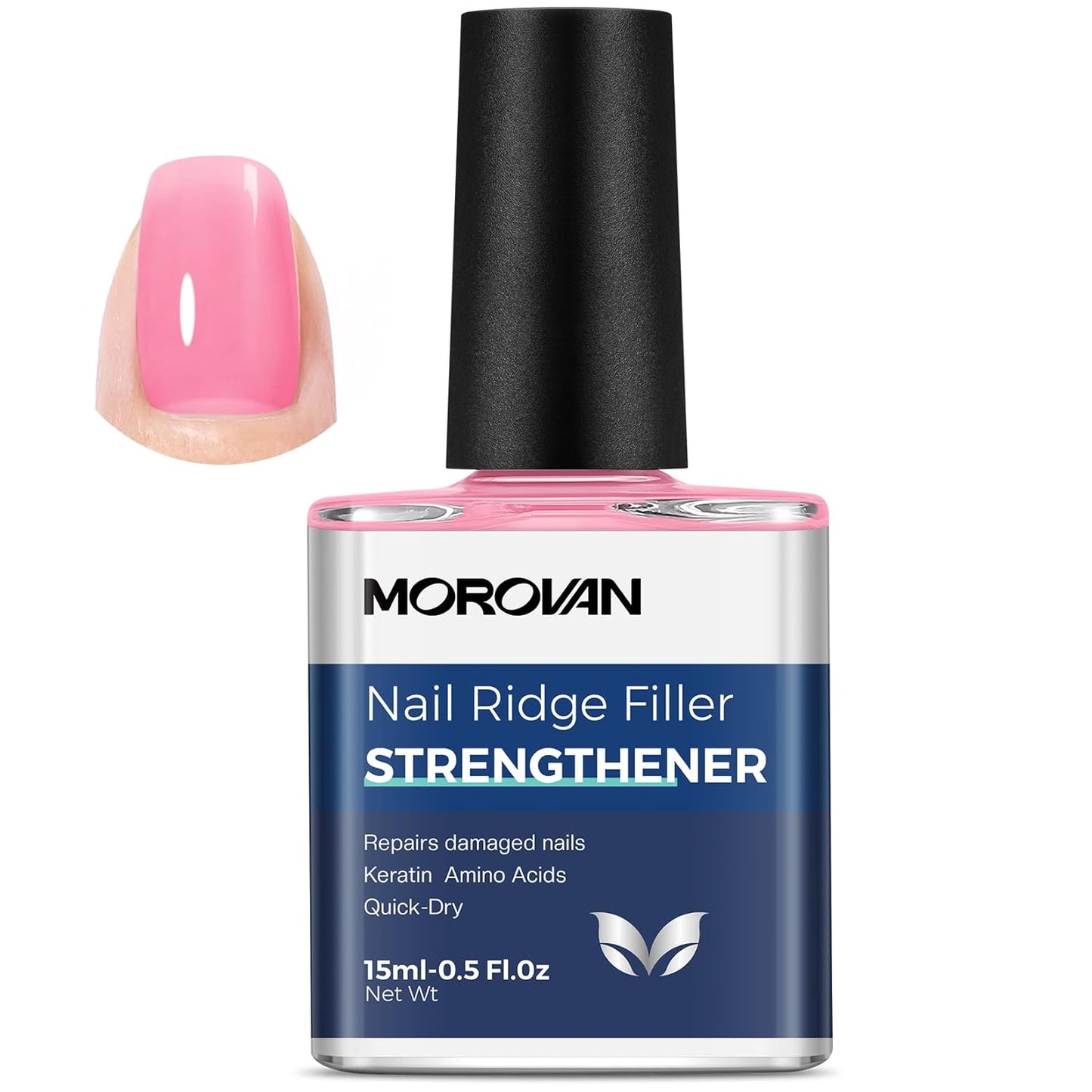 Morovan Nail Strengthener - Keratin Ridge Filler for Thin, Weak Nails | Milky White 15ml