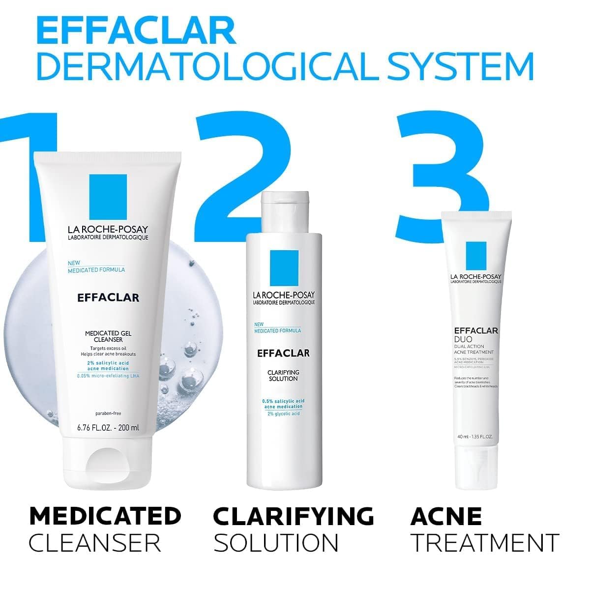 La Roche-Posay Effaclar Medicated Gel Cleanser - 2% Salicylic Acid Foaming Acne Wash | Oil-Free, Targets Excess Oil