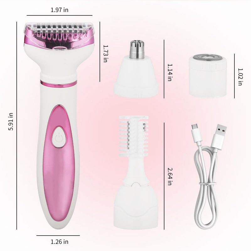 Beanify Wet & Dry Electric Razor for Women Men,4 in 1 Rechargeable Led Display Electric Shaver and Facial Hair Remover,Painless Ladies Body Razors for Nose Face Body Leg Bikini Arm Hair (Purple)
