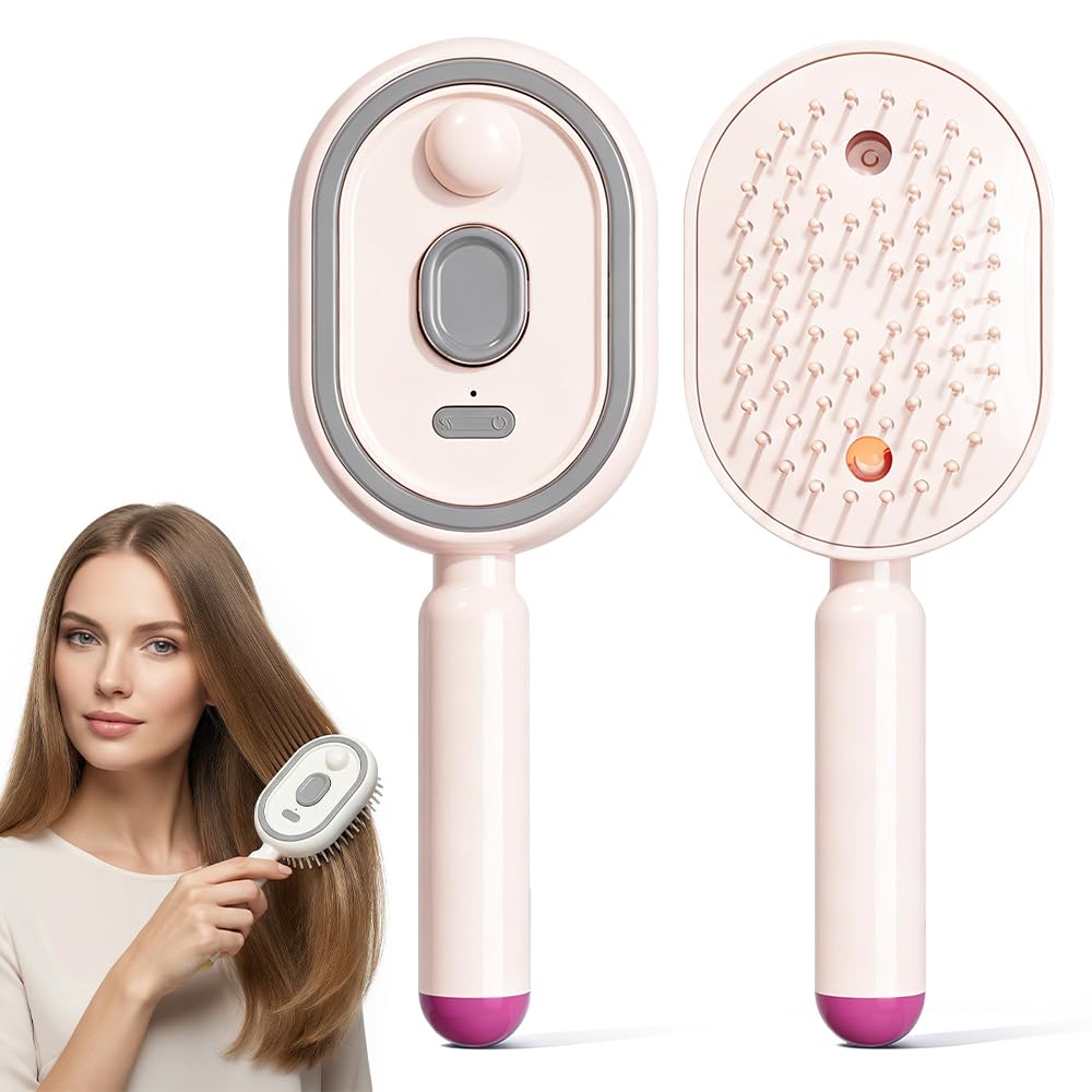 Electric Spray Air Cushion Massage Comb, 2026 New Portable Detangling Mist Brush, Multifunctional Air Cushion Hair Brush, Rechargeable Scalp Massage Hair Brush for for Home And Travel (Pink)