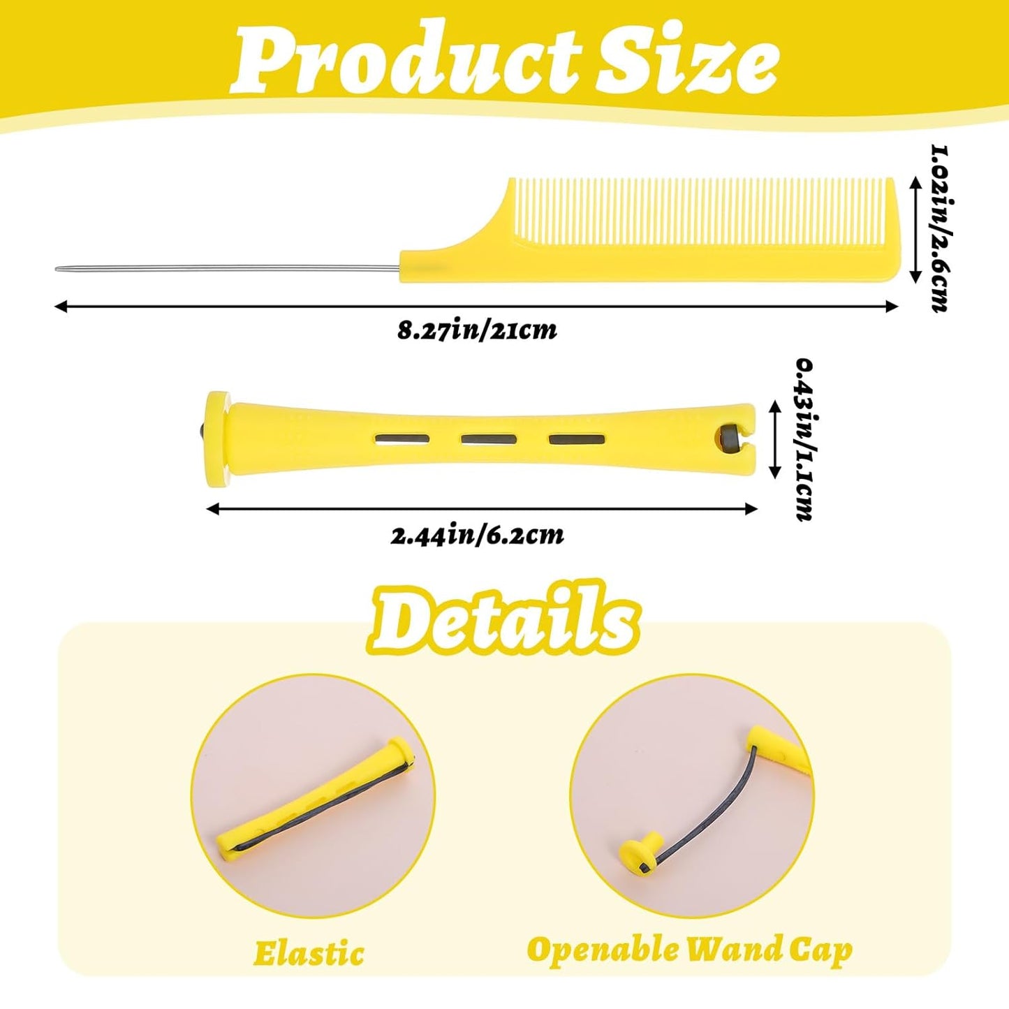 Sibba 60-Piece Hair Perm Pods Set | Plastic Cold Wave Curlers for Salon & Home Use - Yellow