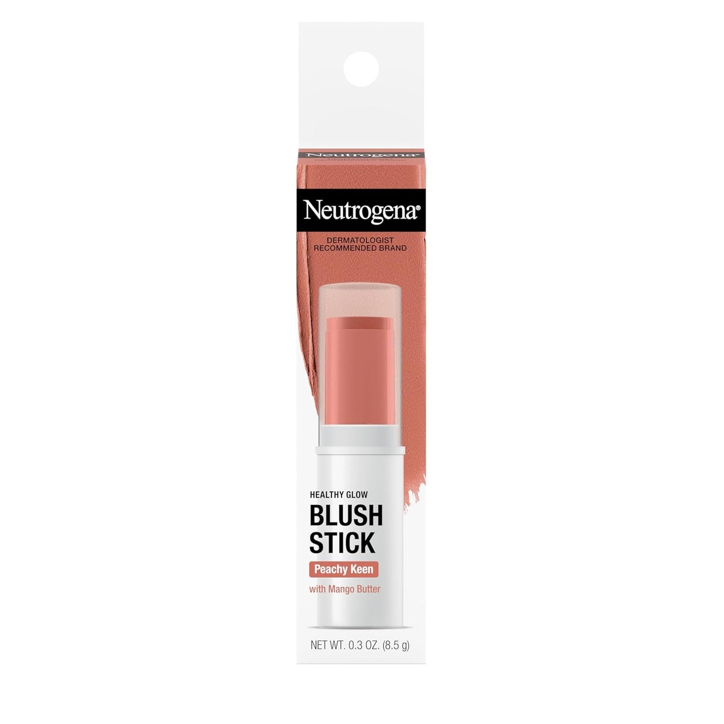 Neutrogena Healthy Glow Blush Stick - Ultra Creamy Cheek Color with Mango Butter | Peachy Keen, 0.3 oz