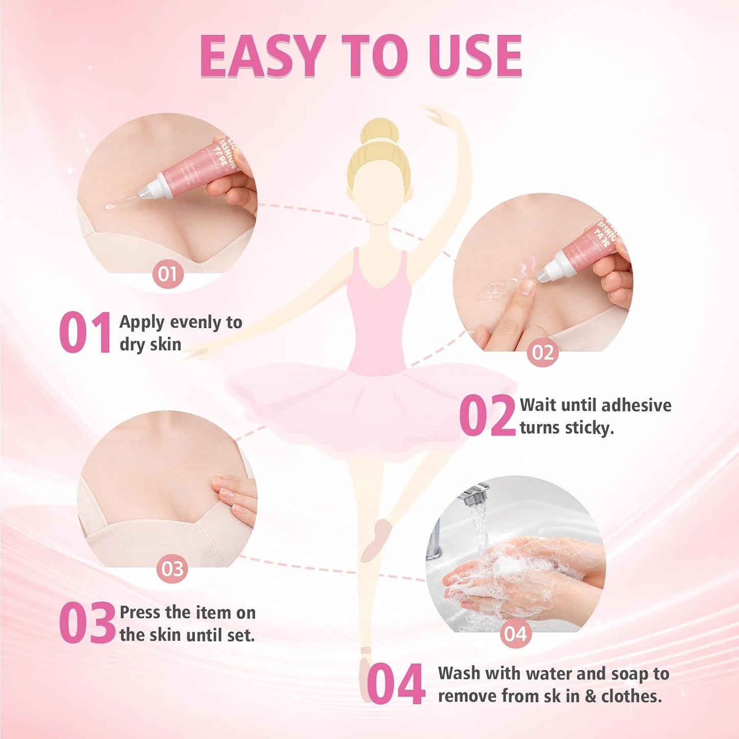 Liquid Body Adhesive - 30ml Sweat-Resistant Skin Glue for Dancers | Water Washable for Costumes, Socks, and Wigs