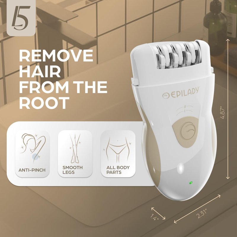Epilady Legend 5 Rechargeable Cordless Epilator for Women, 56-Tweezer Dual Speed Full Body Hair Removal Device for Legs, Underarms, & Bikini, Long-Lasting Smooth Skin, Travel Case Included