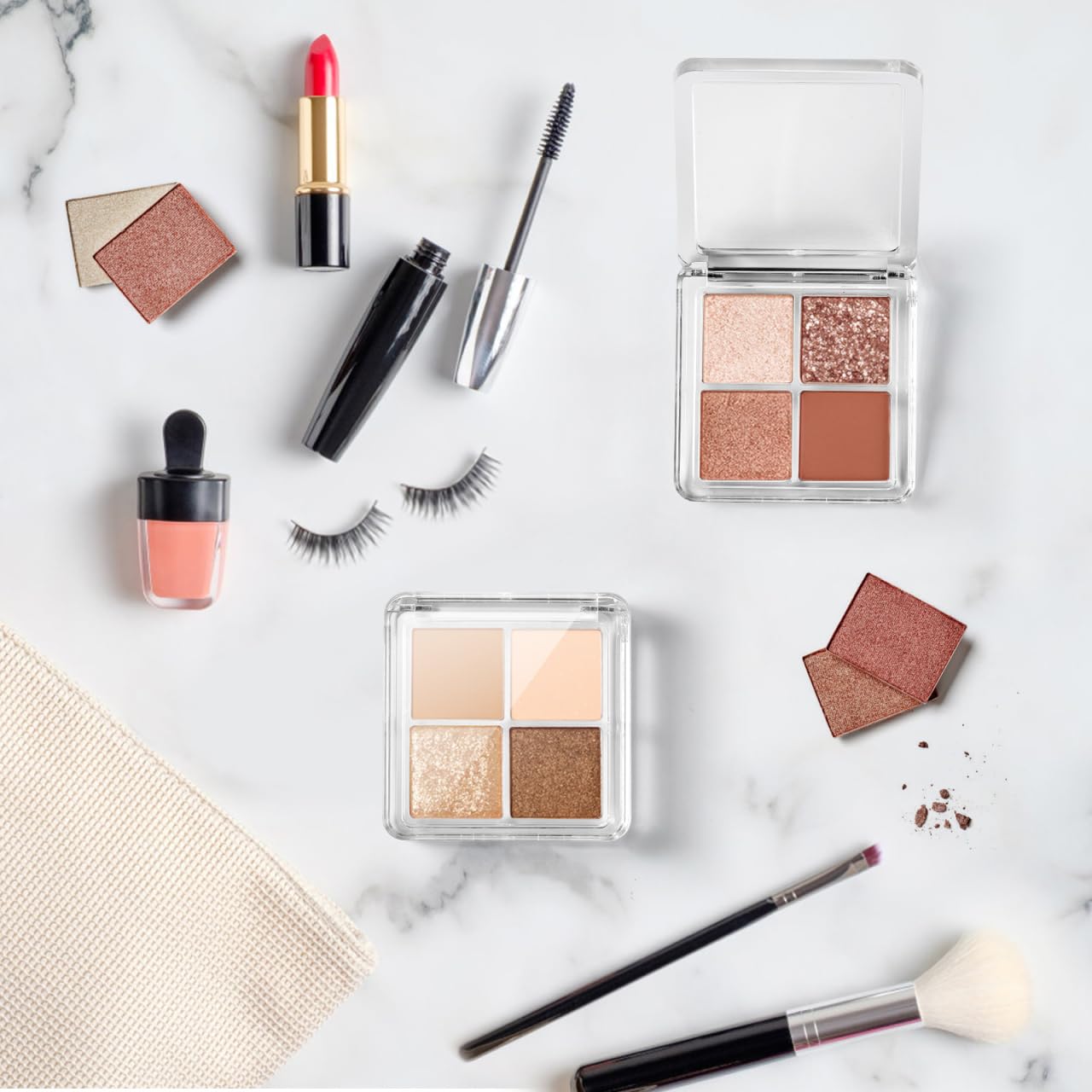 Empty Lipstick Palette - 4-Grid Refillable Depotting Case for Lipstick, Eyeshadow & Blush | Clear DIY Makeup Organizer for Women