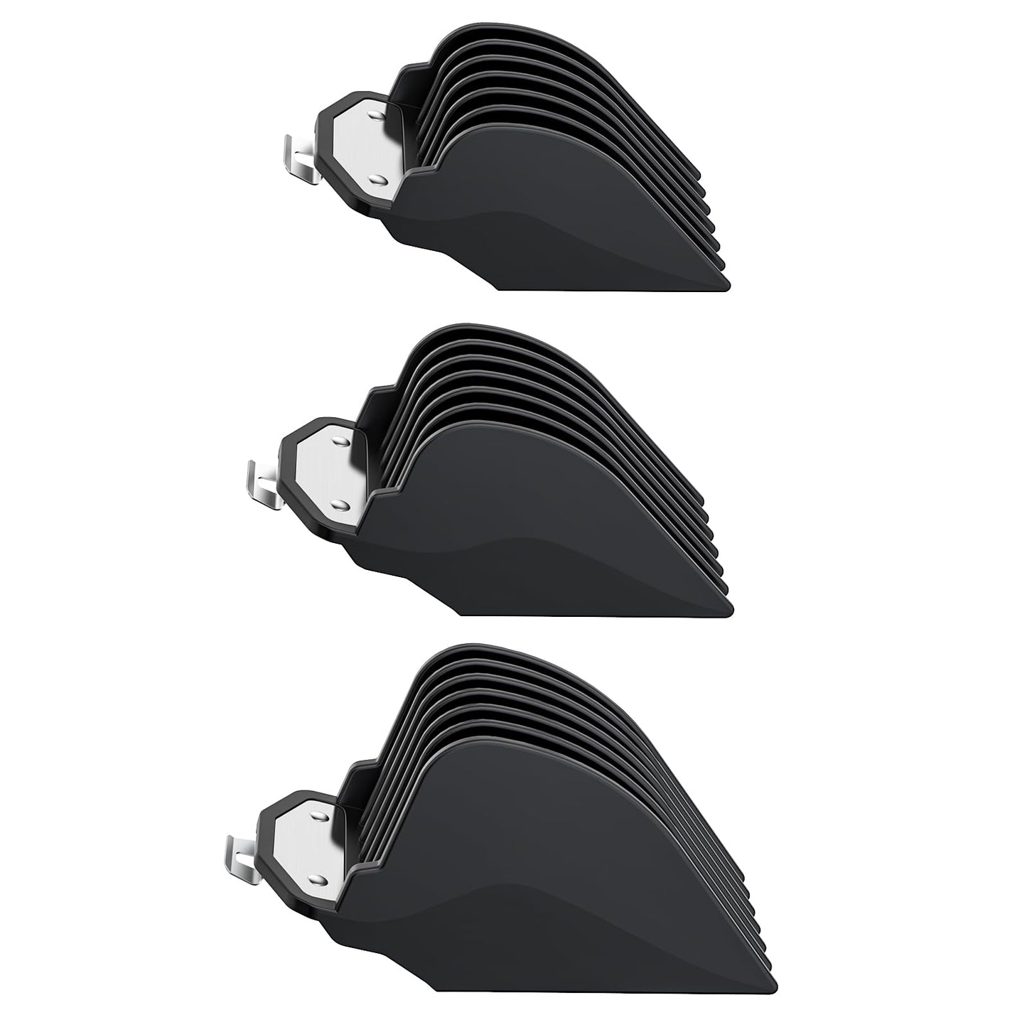 Clipper Guards for Wahl, Hair Clipper Attachments Set 10 12 16 with Metal Clip, 3 Cutting Lengths 1.25 inch/1.5 inch/2 inch, Premium Large Trimmer Combs Fits Most Full Size Wahl Clippers (3PCS, Black)
