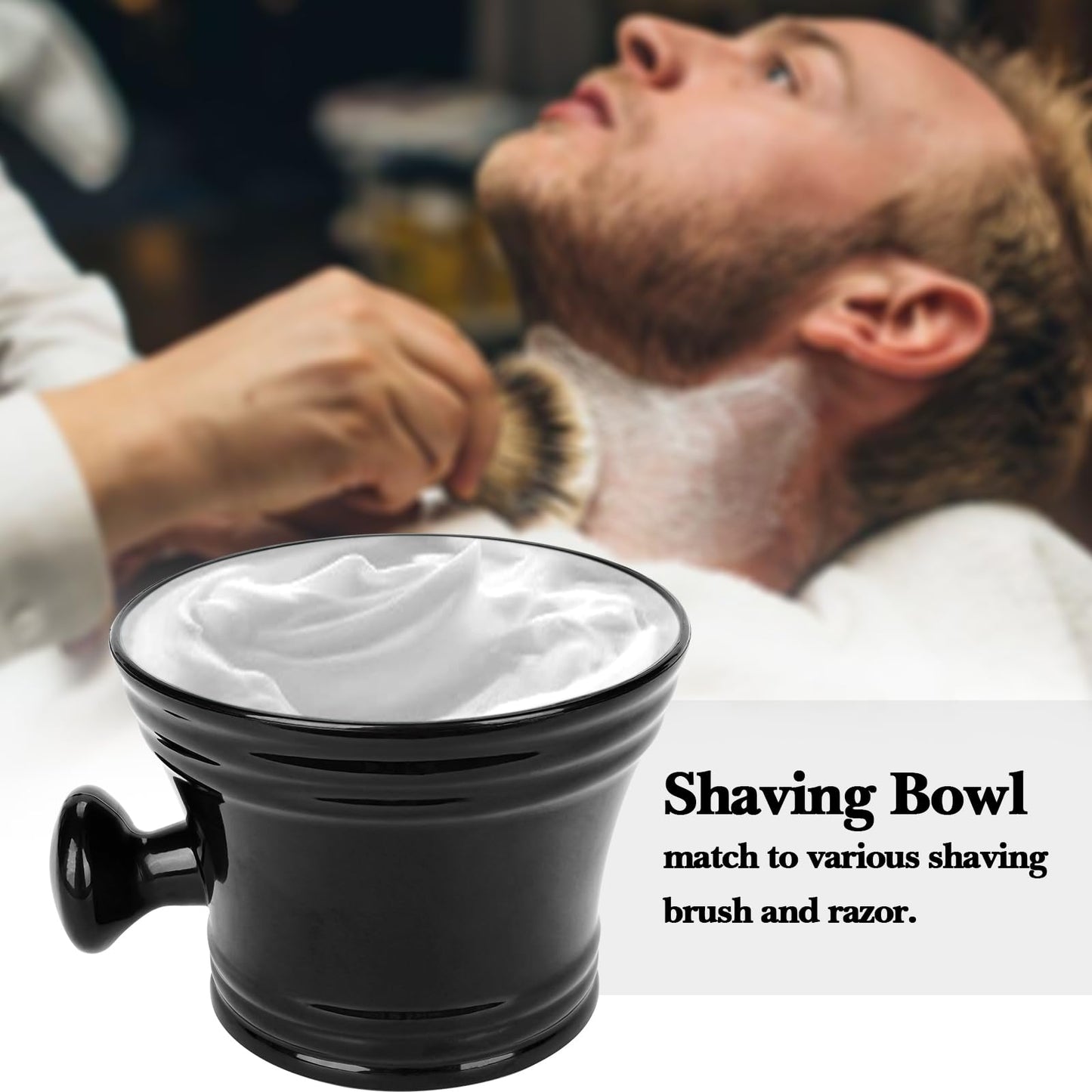 Linkidea Men Plastic Shaving Cup with Handle, Deep Size Textured Wet Shaving Cup, Traditional Wet Shaving Factory Shaving Mug (Black), RAC18-01