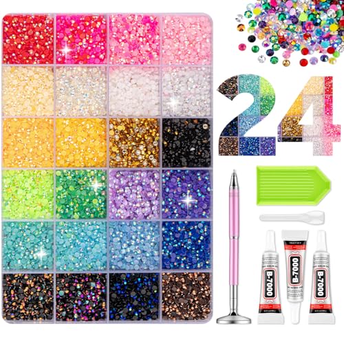 Fcoget 28000pcs Resin Rhinestones Bedazzling Kit with Tools