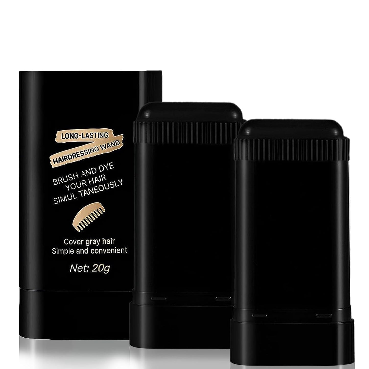 Instant Hair Color Stick & Comb - 2-in-1 Portable Touch-Up for Gray Hair Coverage | Waterproof, Quick Root Dye (Black)