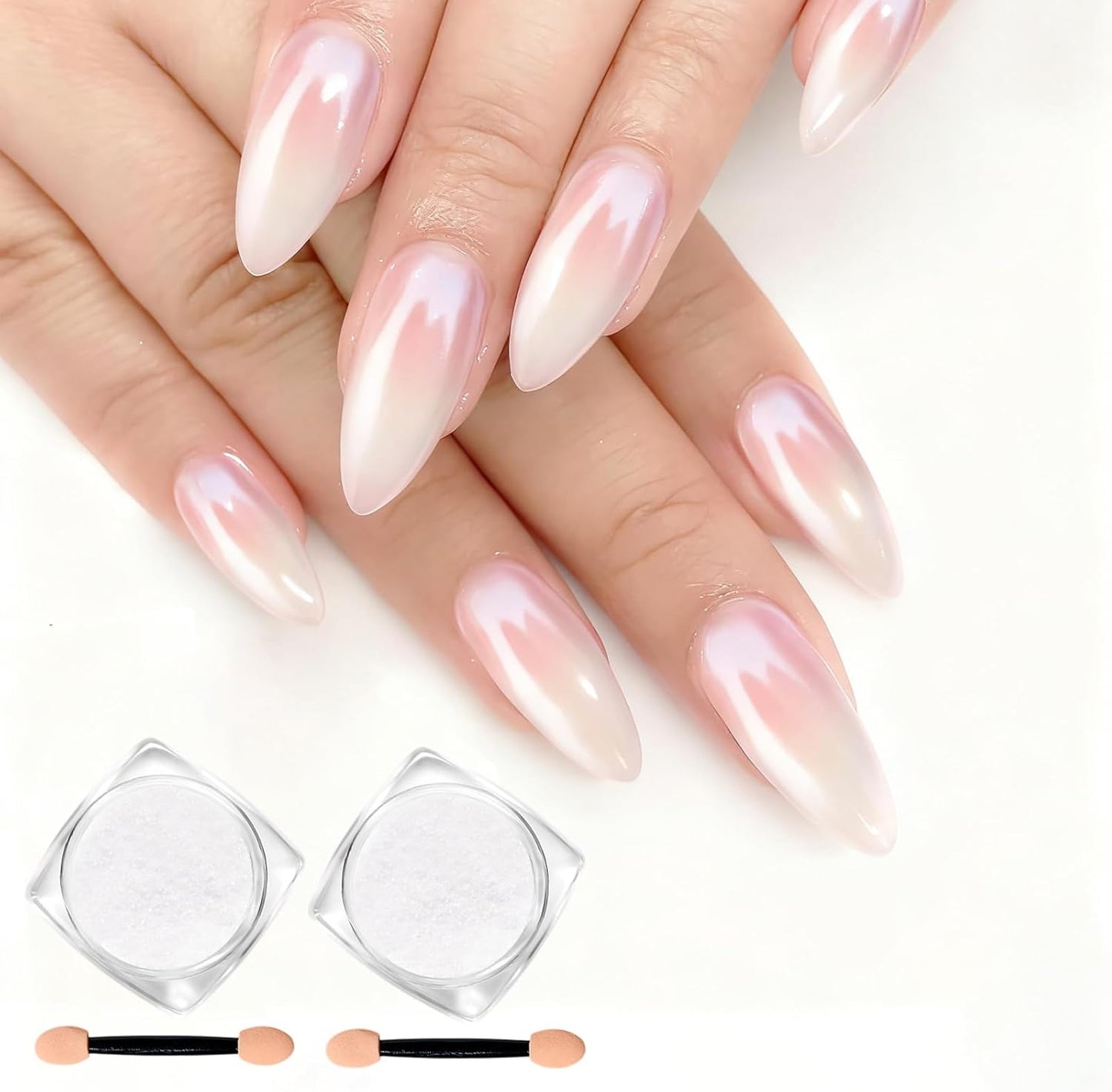 Pearl Chrome Nail Powder - Iridescent White Aurora Mirror Effect for Gel Nails | DIY Nail Art Pigment