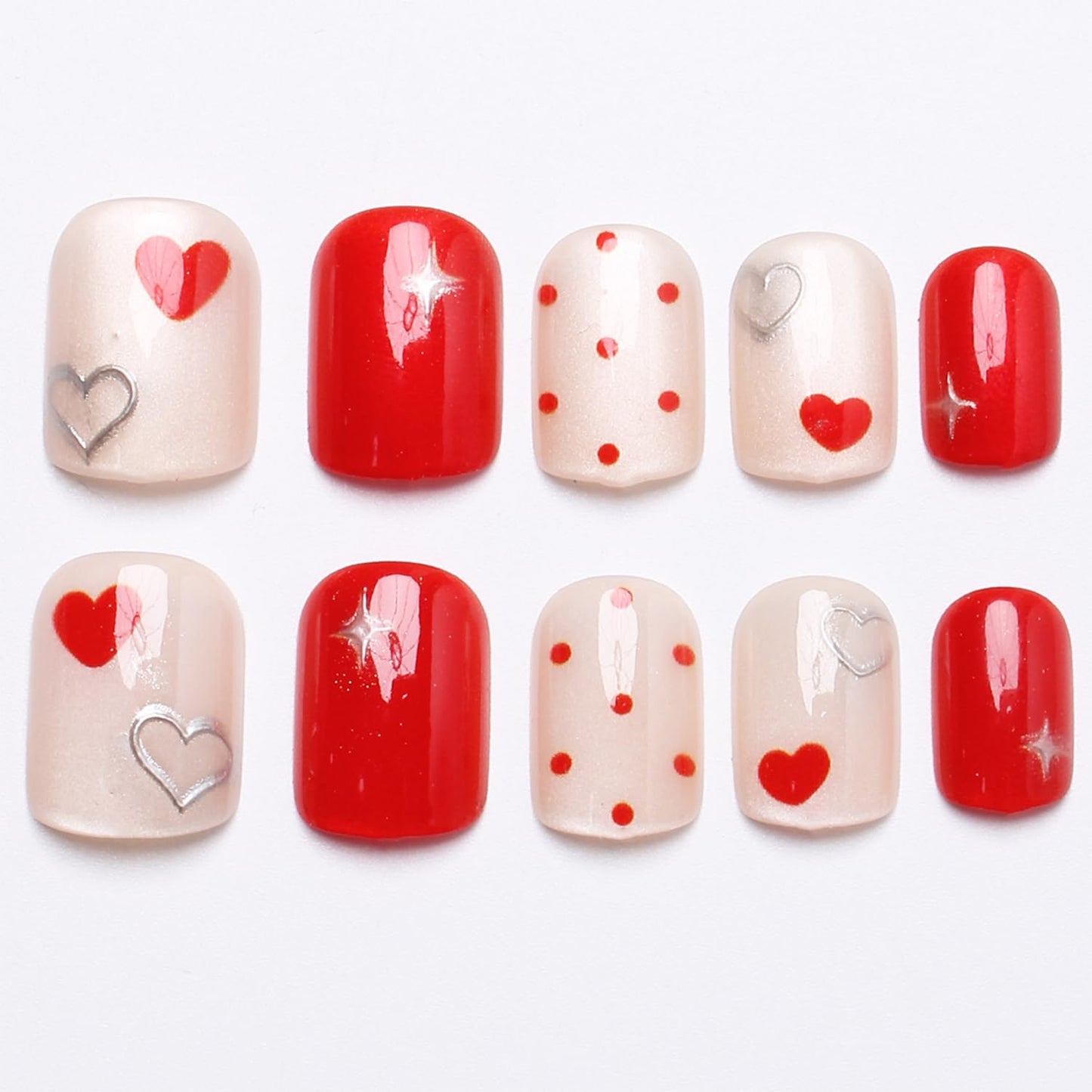 French Tip Press-On Nails - 24pcs Medium Almond with 3D Floral Gold Pearl Shell Designs | Summer Glitter Acrylic Full Cover