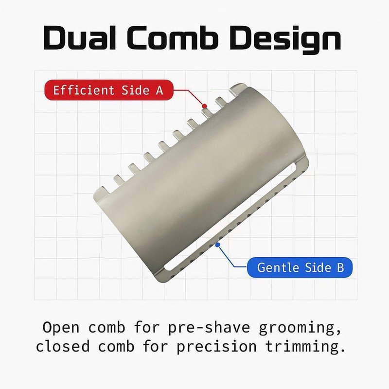 KAMPFE Safety Shaver razor adopts a unique AB edge Side. Combined Design of Open Comb and Closed Comb. A Double Edge Safety Razor with Two Uses for Men