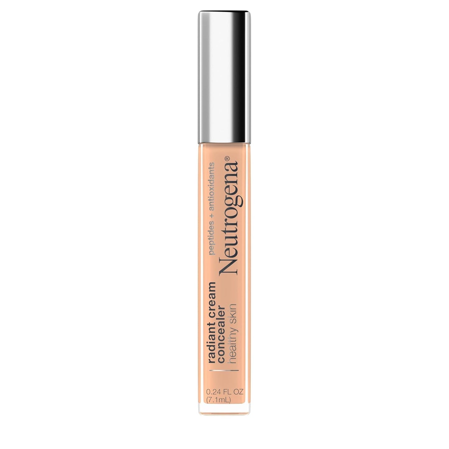 Neutrogena Radiant Brightening Cream Concealer - Lightweight, Non-Comedogenic, Peptides & Vitamin E | Cashew Light/Medium 03, 0.24 oz
