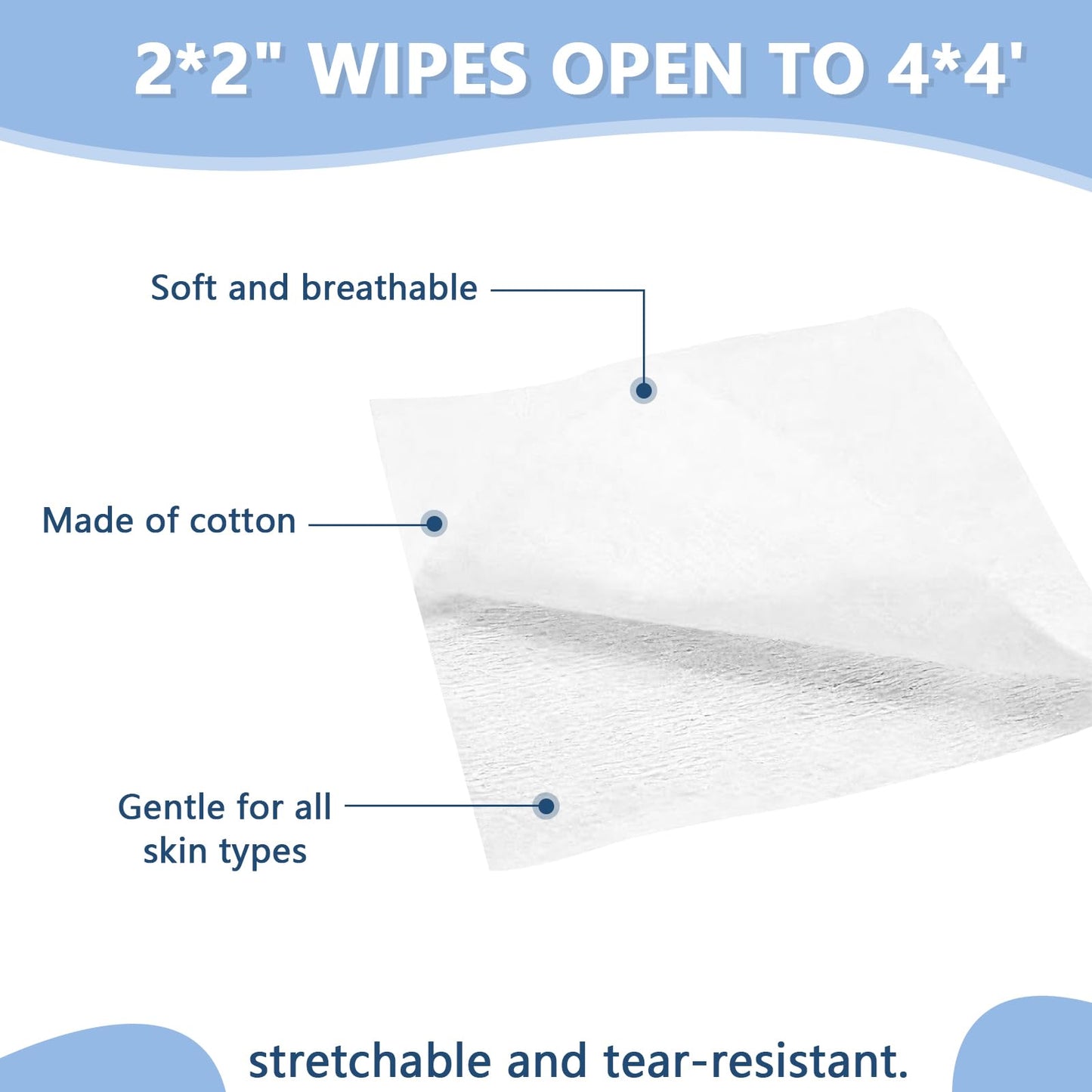 Thin Cotton Pads for Face 200PCS(Pack of 1),Lint-Free Makeup Pads for Toner, 4x4 Large Esthetician Supplies Face Cotton Pads, Strong and Durable, Soft and Multi-Purpose Cotton Rounds for Face & Nails