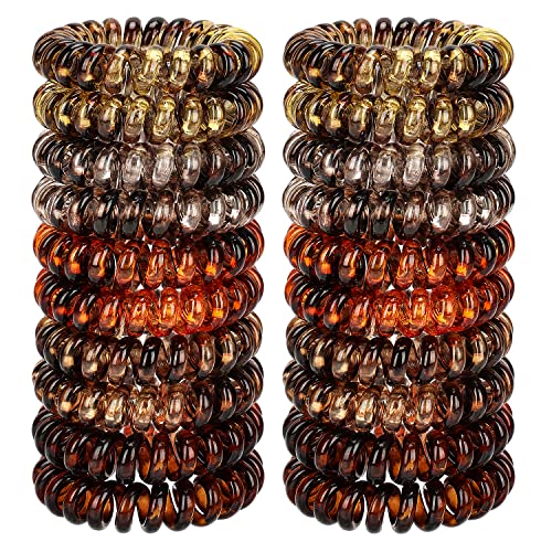 JessLab Amber Spiral Hair Ties - 20 Pack Traceless, No Crease Ponytail Holders for Girls & Women