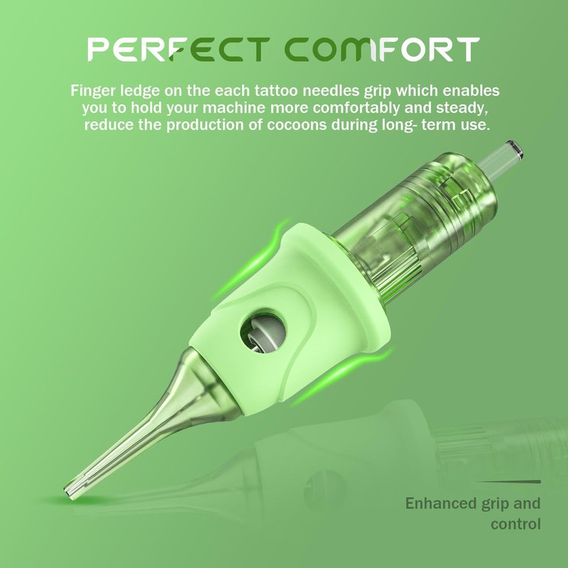 POPUPMU Tattoo Cartridge Needles 1RL 0.35mm #12 Standard Finger Ledge Permanent Makeup Lips Hairstrokes Cartridges Lining Needle for Scalp Micropigmention Rotary Tattoo Gun Kit Supply 1201RL (OMNI V2)