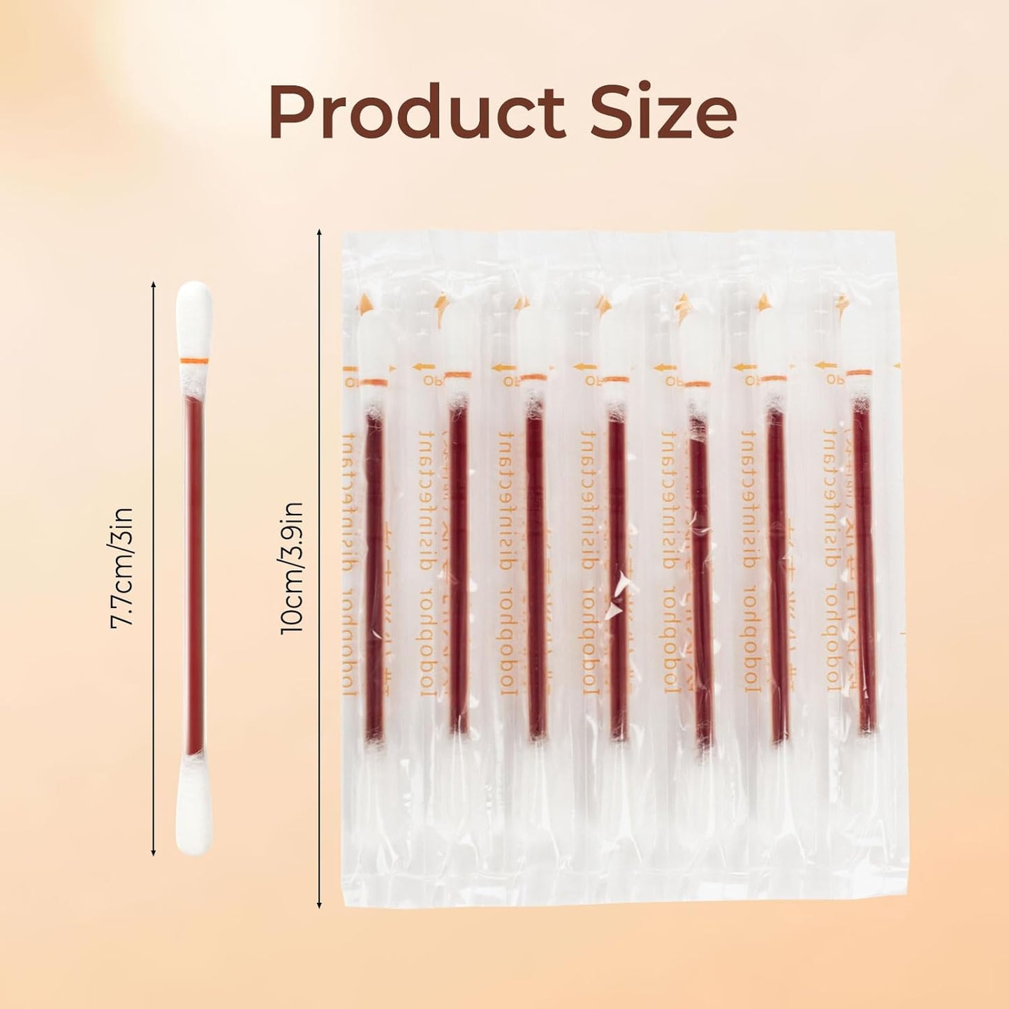 Iodine Swabs - Disposable Povidone Iodine Swabsticks for Wound Care | 300 Count Bulk Qtips