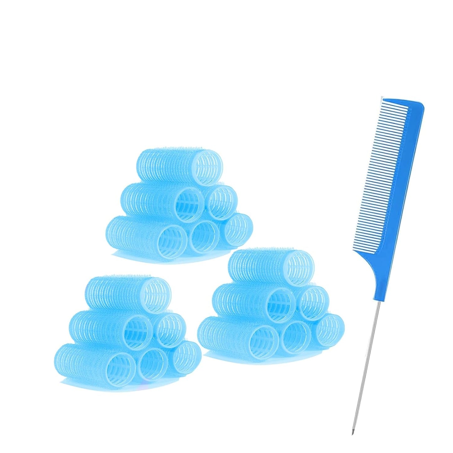 Self Grip Hair Rollers - 18Pcs Heatless Curlers for Short Fine Hair | DIY Plastic Styling Tools (0.8 x 2.4 Inch)