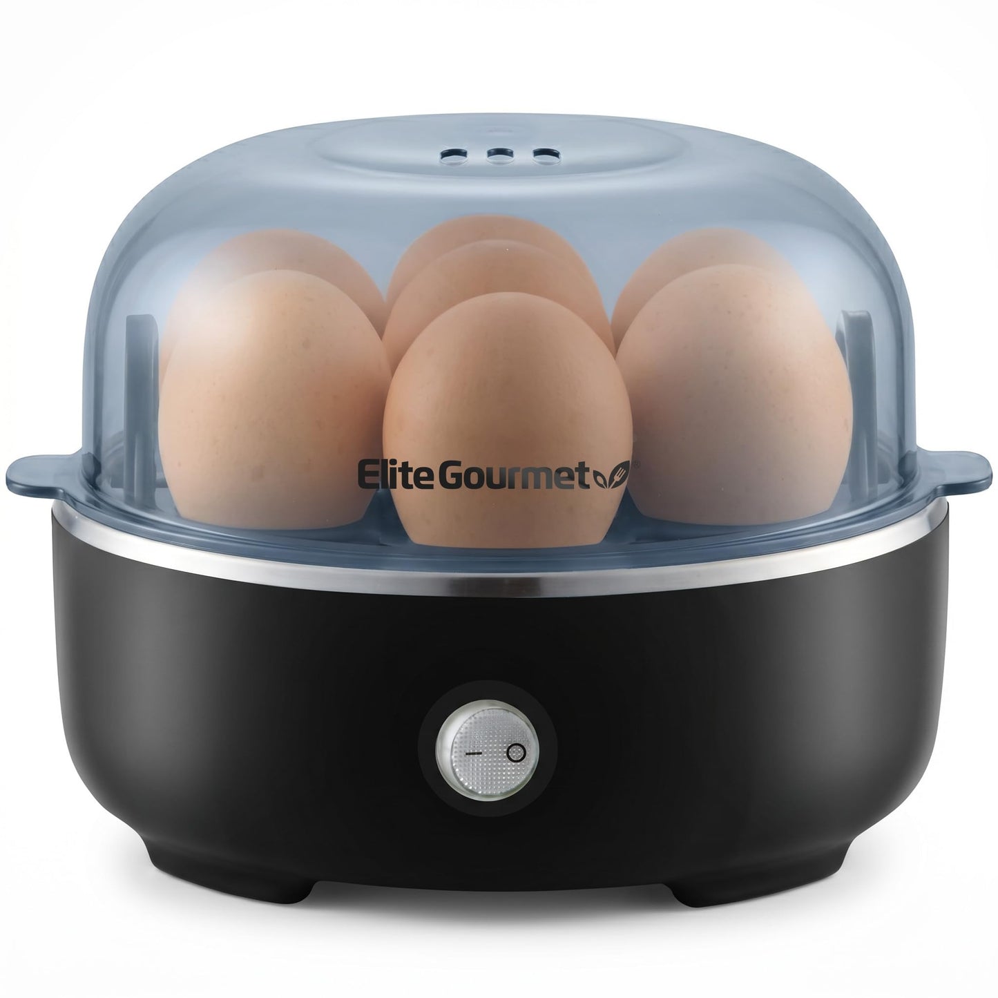 Elite Gourmet EGC115B Easy Egg Cooker Electric 7-Egg Capacity, Soft, Medium, Hard-Boiled Egg Cooker with Auto Shut-Off, Measuring Cup Included, BPA Free, Classic Black