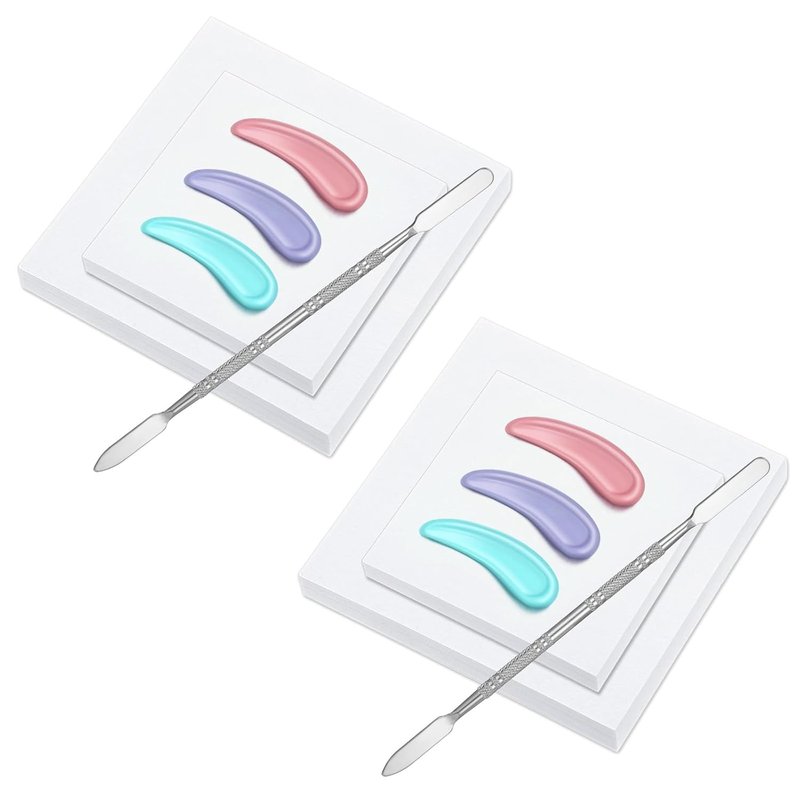 Disposable Nail Palette - 200pcs Paper Mixing Palette with 2 Stainless Steel Sticks | Waterproof Sheets for Gel Nail Art