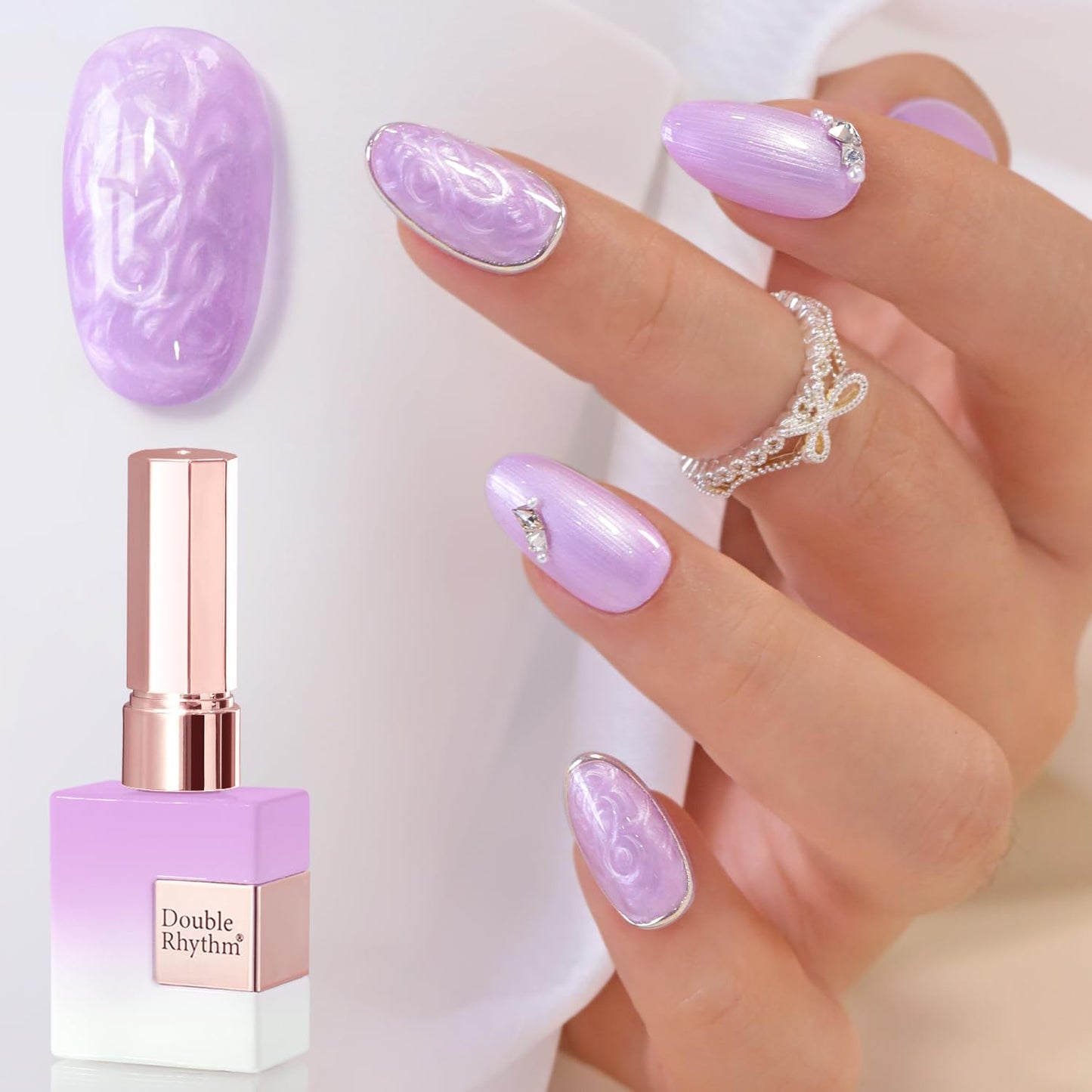 Gel Nail Polish - Double Rhythm 15ML Pearl White Soak Off for Art Manicure | DIY at Home
