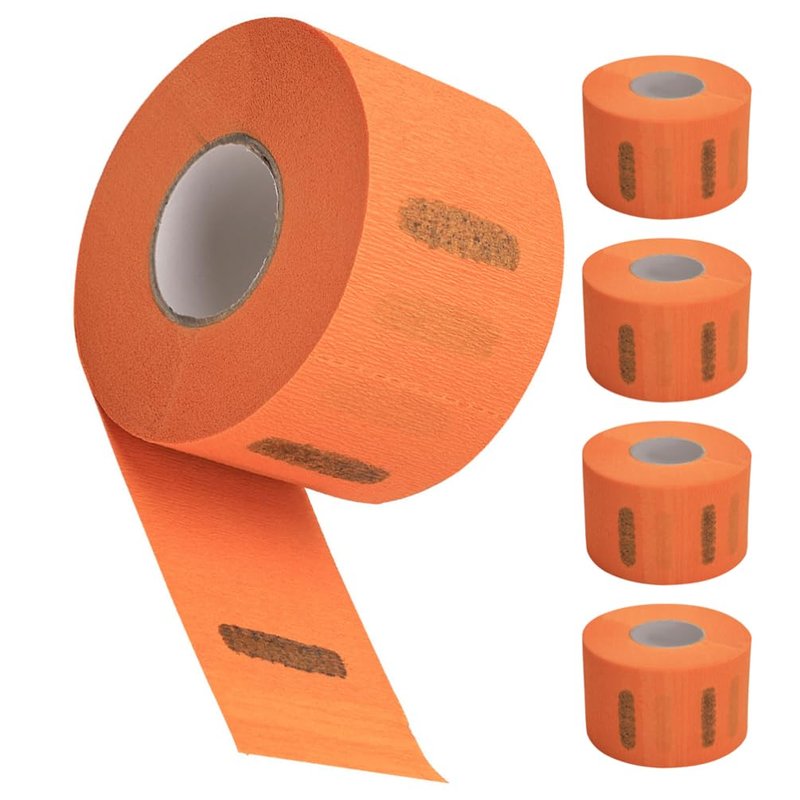 Beaupretty 5Rolls Barber Neck Strips: Disposable Stretchy Paper Neck Band for Salon Haircut, Hairdressing, Hair Dye, and Styling Accessories, Orange