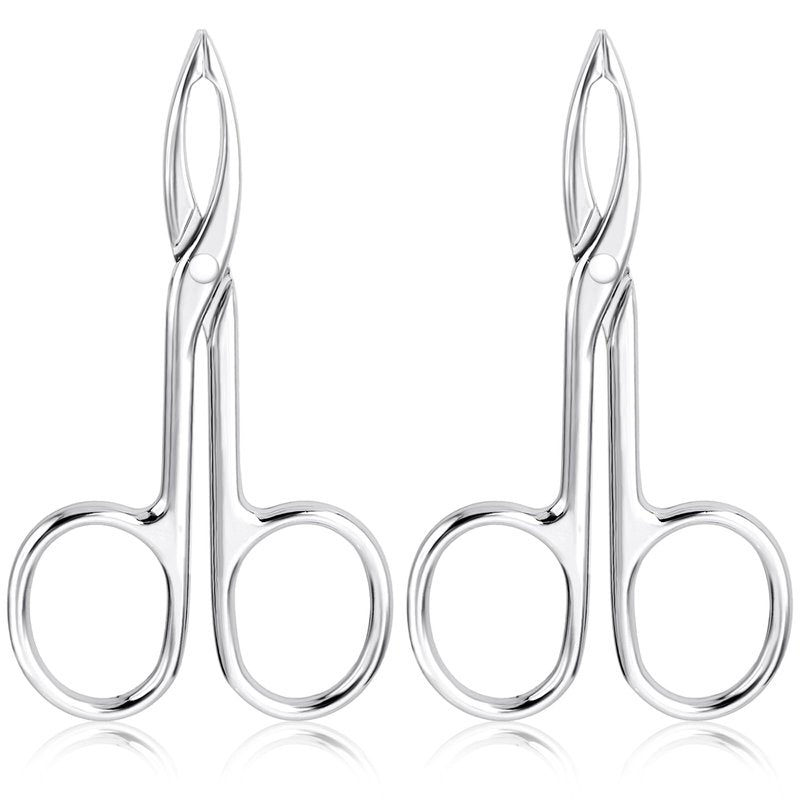 Tweezers With Handles 2 Pcs Tweezers For Women Facial Hair Stainless Steel Scissor Handle Eyebrow Tweezers Flat Straight Tip Hair Plucker For Wig Plucking Plucker Facial Care (Silver)