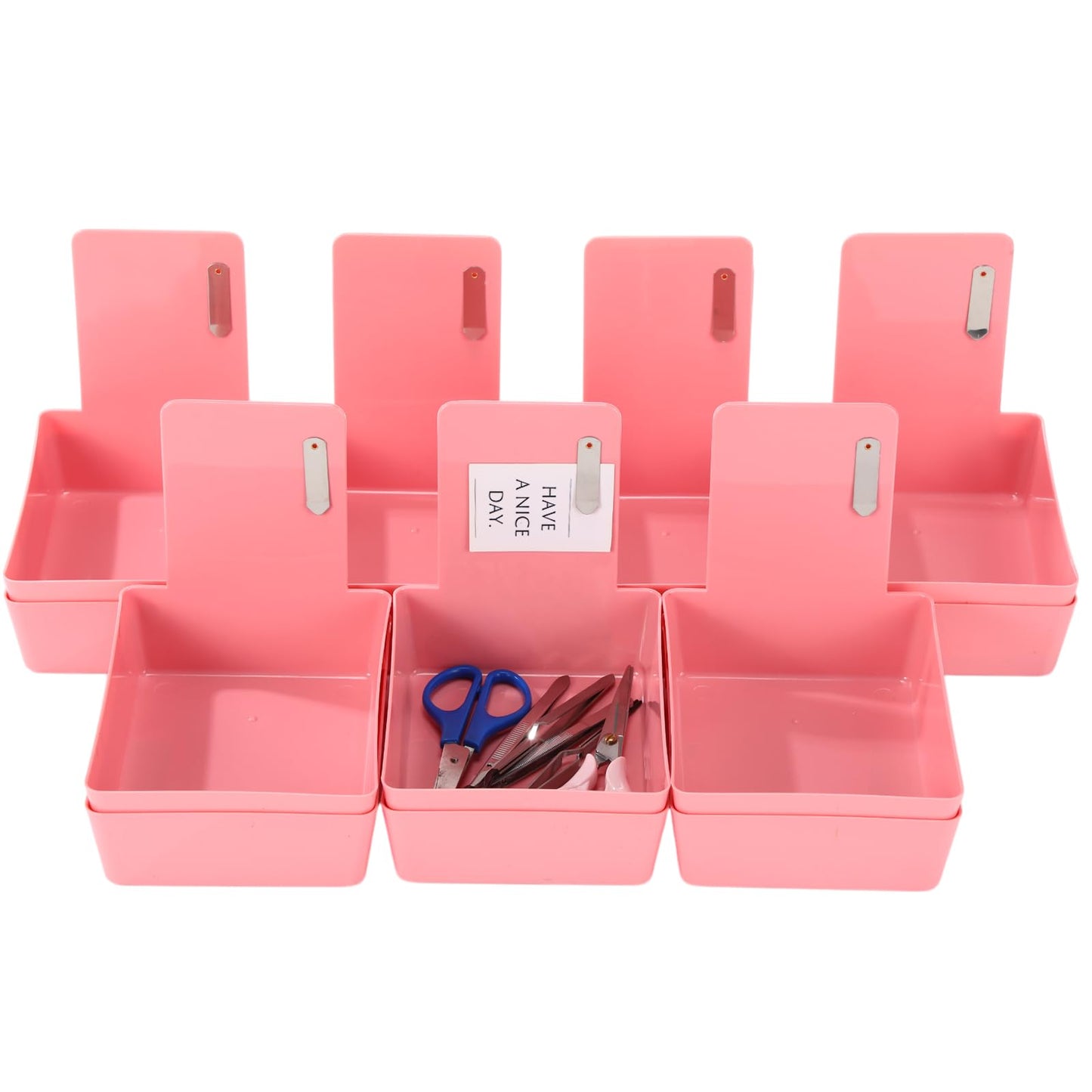 Tioncy 14 Pack Dental Working Lab Pan, Dental Lab Work Case, Medium Plastic Pans with Stainless Steel Clip for Holding Job Cards and Notes Lab Organization (Pink)