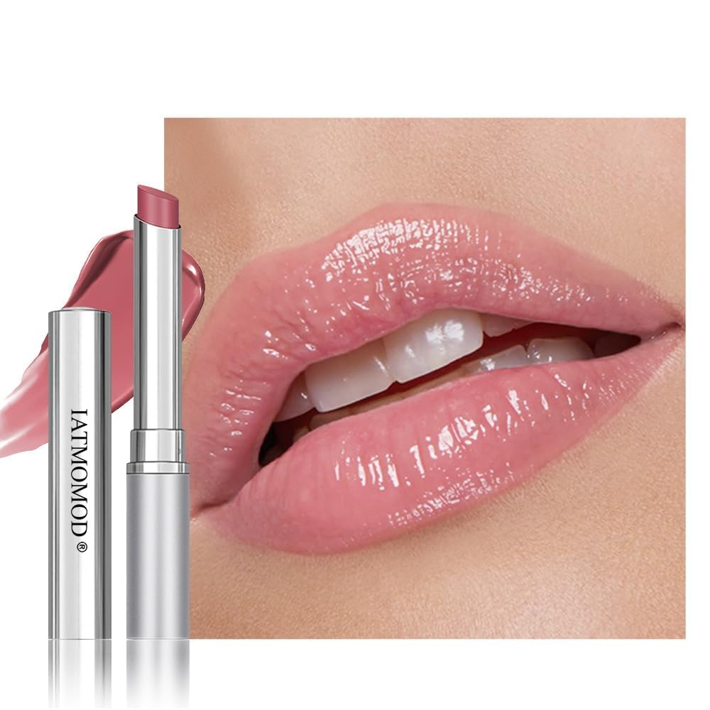 IATMOMOD Pink Cherry Nude Tinted Lip Balm, Sheer Hydrating Glossy Lipstick for All Skin Types - Natural Moisturizing Lip Tint, Long Lasting Waterproof