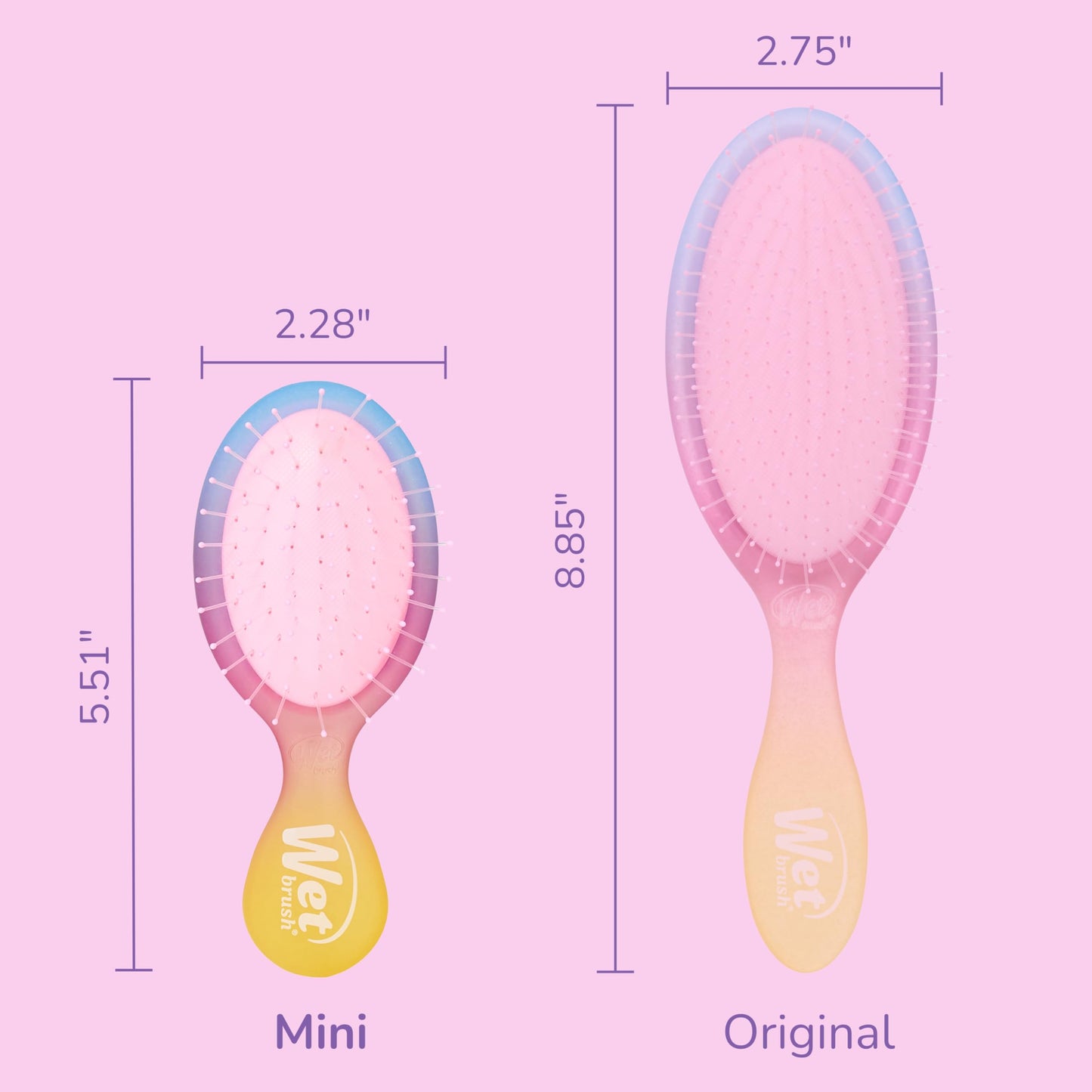 Wet Brush Mini Detangler Hair Brush, Chrome (Iridescence Icon), Detangling Travel Hairbrush, Ultra-Soft IntelliFlex Bristles Glide Through Tangles with Ease