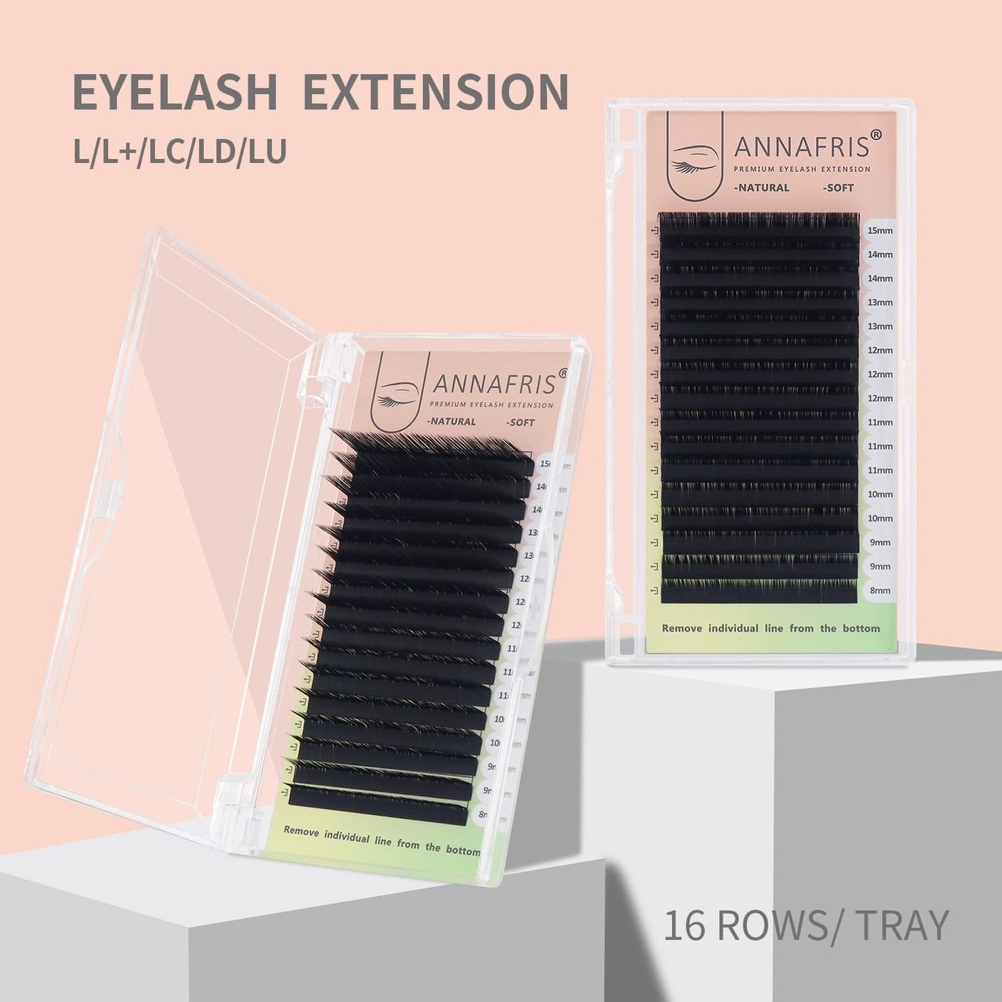ANNAFRIS L/L+/LC/LD/LU(M) Curl Individual Eyelash Extension Natural Synthetic Mink Matte Black False Lashes Extension Faux Cils Maquillage
