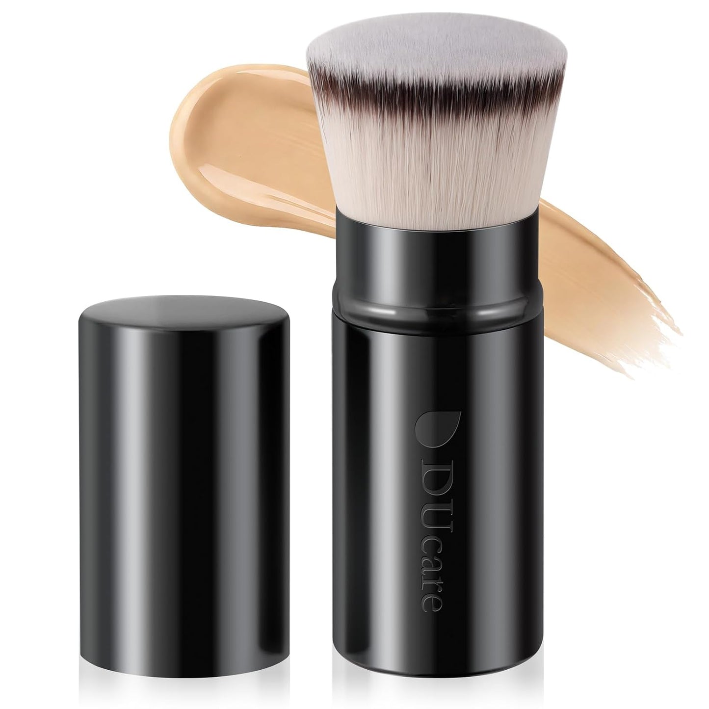 DUcare Large Flat Top Kabuki Foundation Brush Set - 3 Premium Brushes for Liquid, Cream & Powder Makeup | Buffing & Blending
