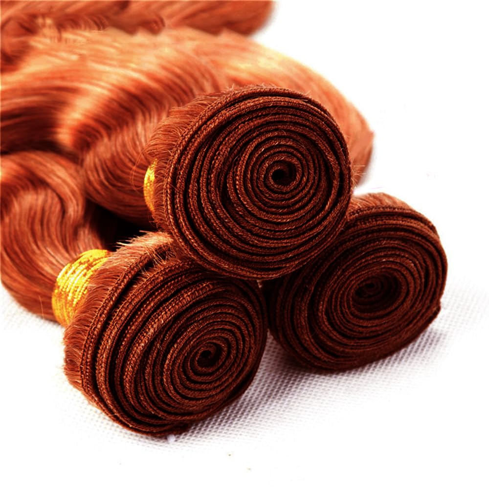 30 32 34 Inch Auburn Bundles Human Hair Copper Body Wave Bundles Huxowax Brazilian Virgin Soft And Silky Remy Hair Extensions Color 33 Body Wave Bundle Double Weft Hair Weave 150g