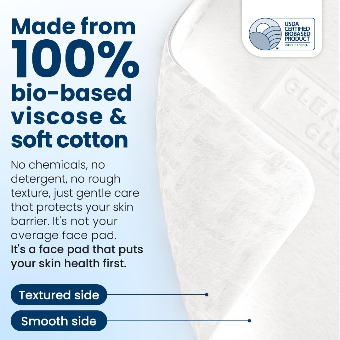Clean Skin Club Clean² Pads 2.0 - Ultra Soft Organic Disposable Face Pads | Textured Triple Layers, No Shedding or Tearing