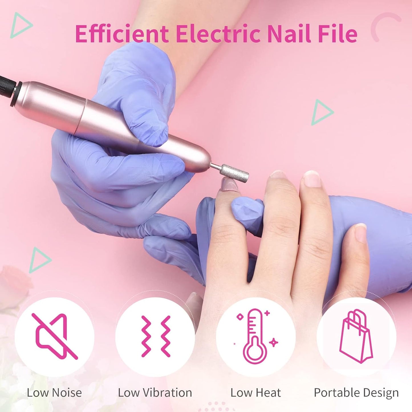 Electric Nail Drill - 20000RPM Pro Portable Efile Machine for Acrylic Nails | Complete Drill Bits for Home Salon & DIY Nail Art