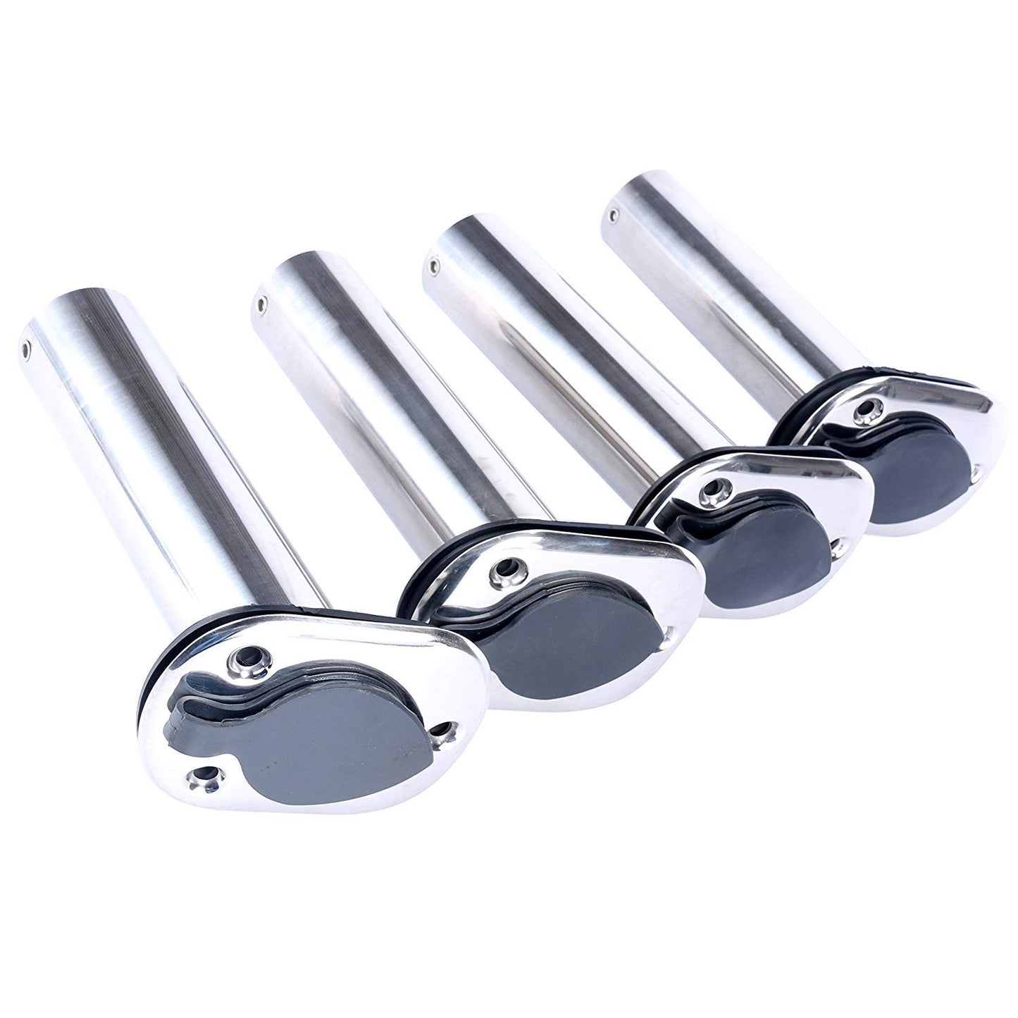 Amarine Made 4 Pack of Stainless Steel Flush Mount Rod Holders with Rubber Cap, Liner, Gasket (90 Degree Rod Holders)
