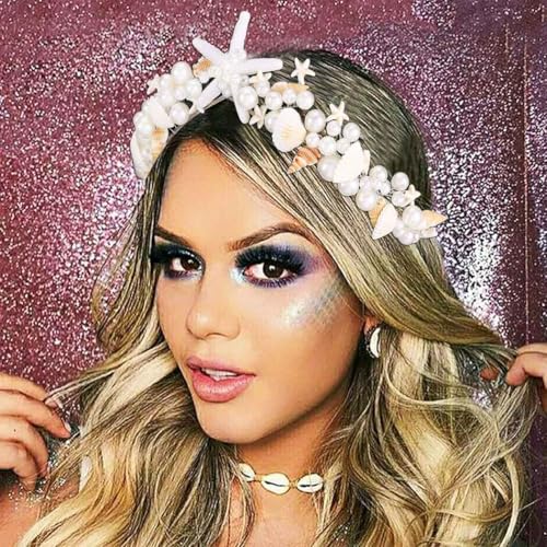 Mermaid Starfish Crown with Pearls & Shells - Bridal Wedding Headband