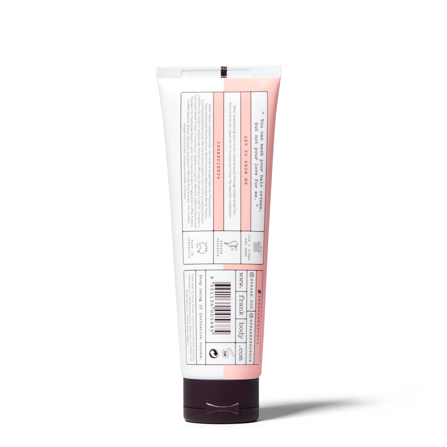 frank body Caffeinated Hair Mask | Nourishing & Natural Ingredients For Hair Restoration For Dry Damaged Hair | Peppermint Scented | Hydrolyzed Keratin Infused To Boost Hair Health | 125ml - 4.22oz