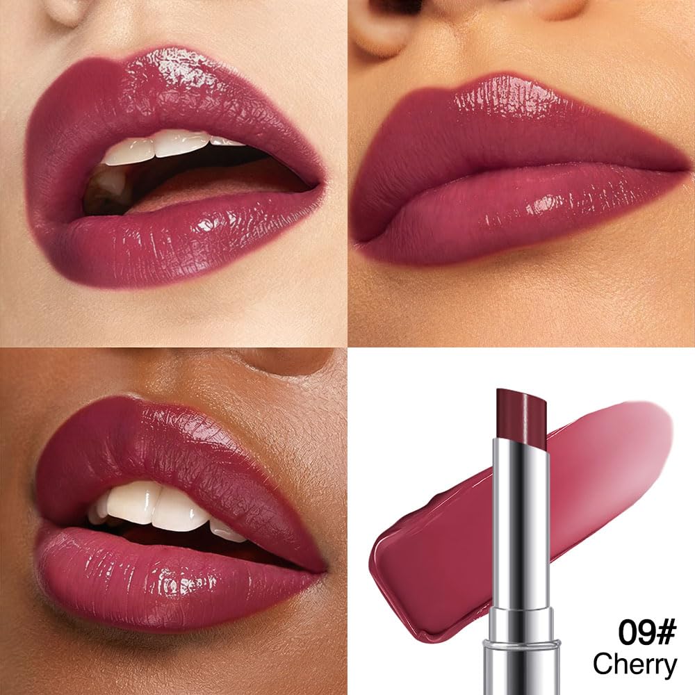 HHLTOH Cherry Wine Honey Tinted Lip Balm for Women, Hydrating Lip Oil Stick Lip Gloss Lipstick for Mature Skin, Sheer Lightweight Moisturizing Lip Tint Balm with Natural Shine, Vegan & Cruelty-Free